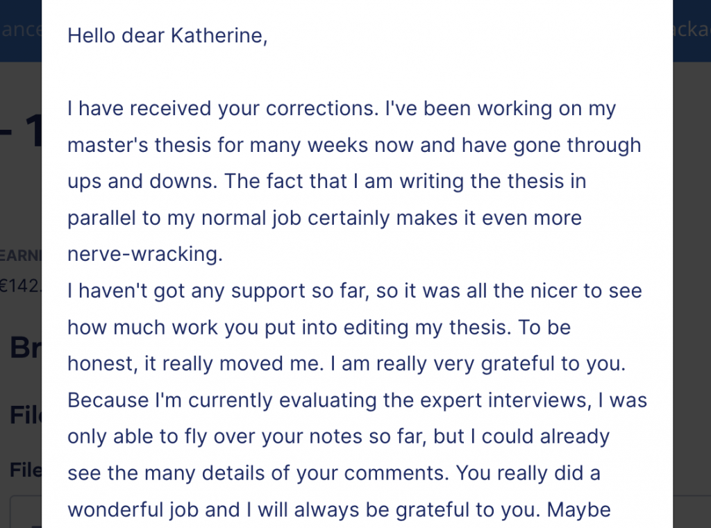 Client feedback on copy-editing assignment