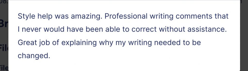 Client feedback on copy-editing assignment